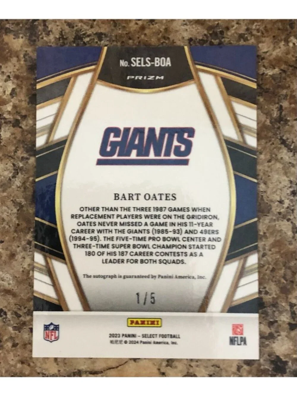 2025 Panini Select Bart Oates Signatures Green Prizm Auto SSP 1/5
